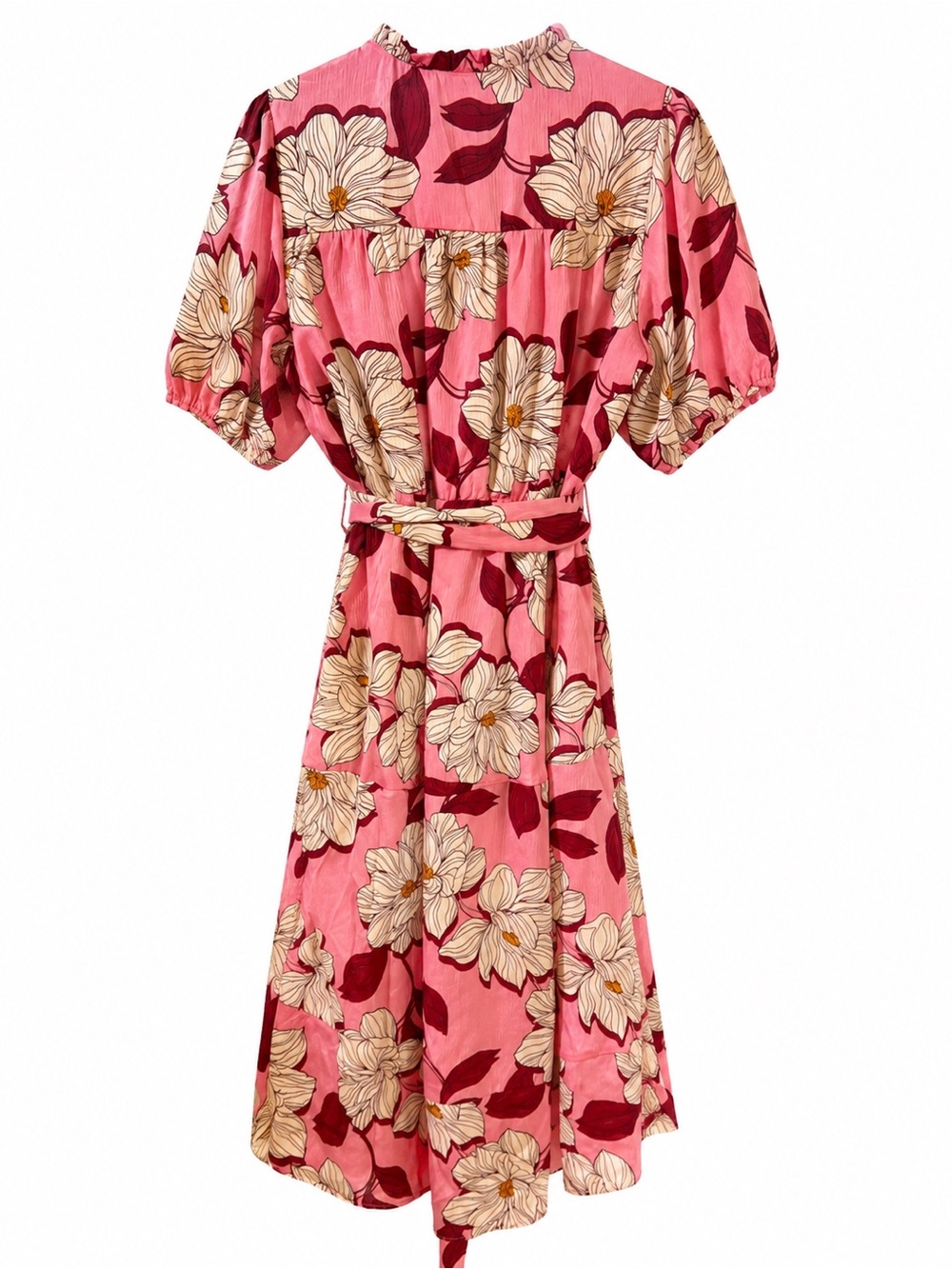 Draper James Pink Floral Midi Dress with Yellow Center Accents - Picture 3 of 5
